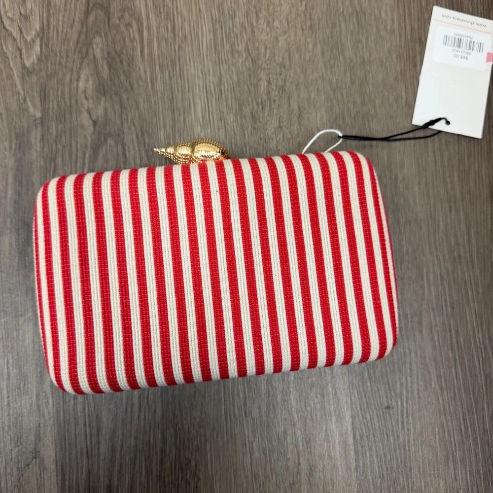Shiraleah Chicago Lobster Striped Clutch Bag Red White Blue Nautical NWT